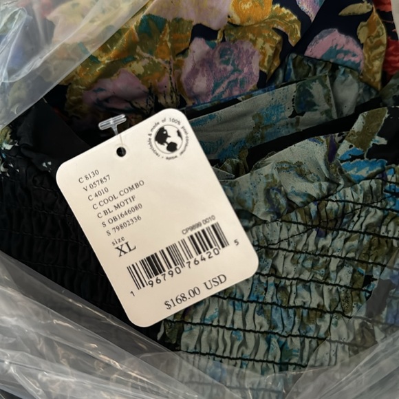 Free People Bluebell Boho Maxi Dress Ribbon Straps Floral Cool Combo - Picture 16 of 16